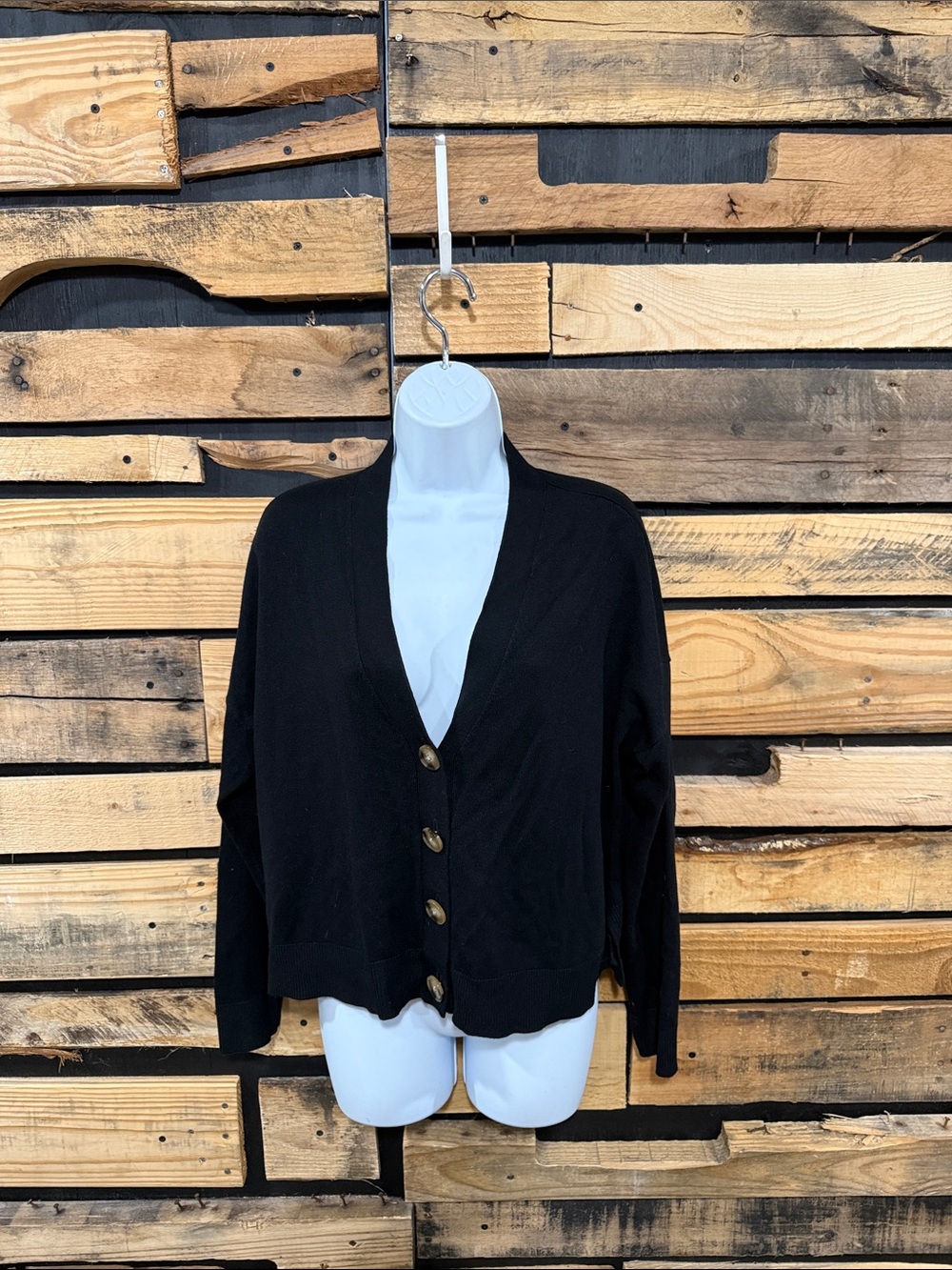 Ann Taylor Black Silk Blend Cardigan Sweater Size Large